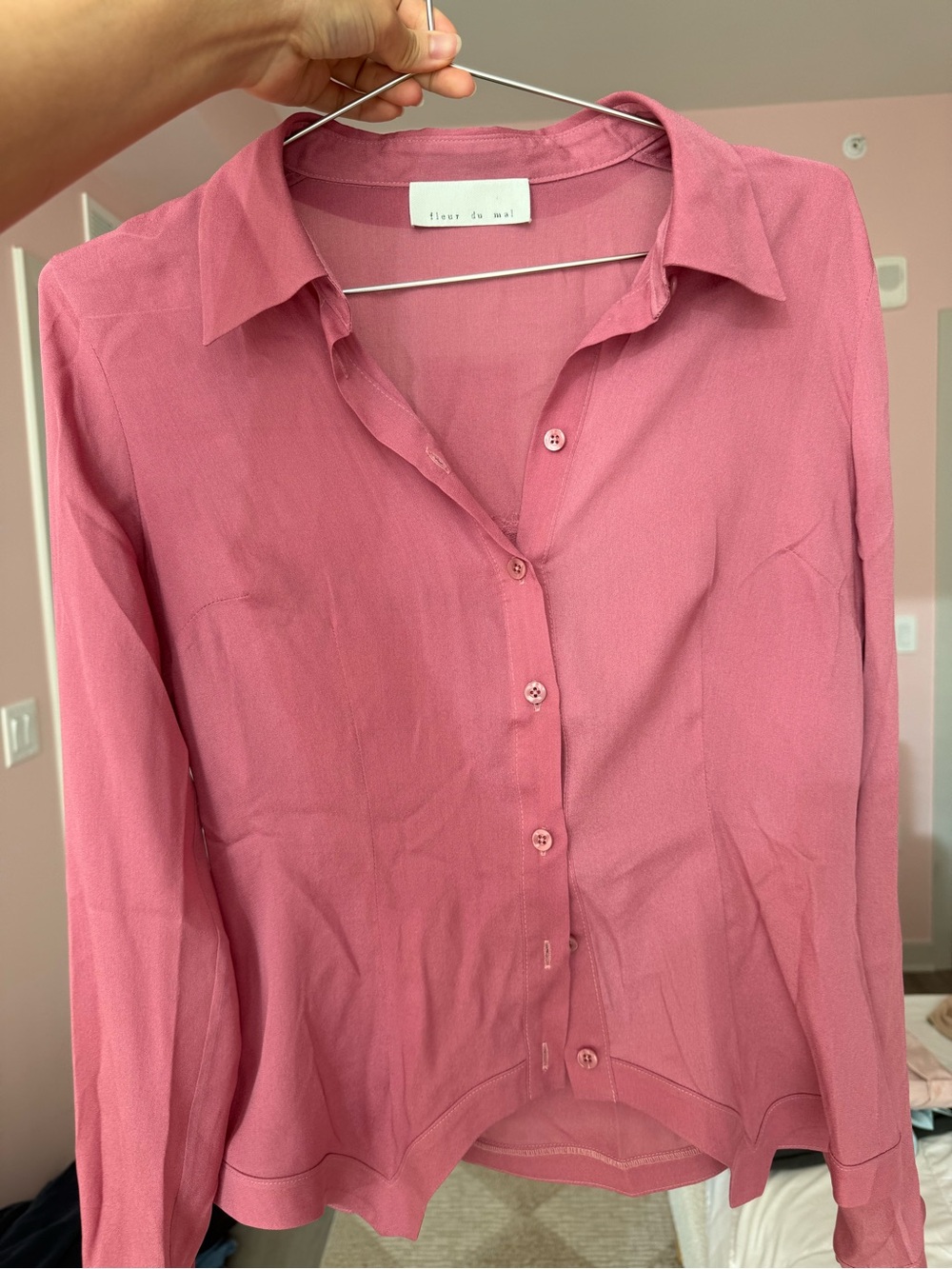 Fleur du Mal Rose-Pink Button-Down Shirt